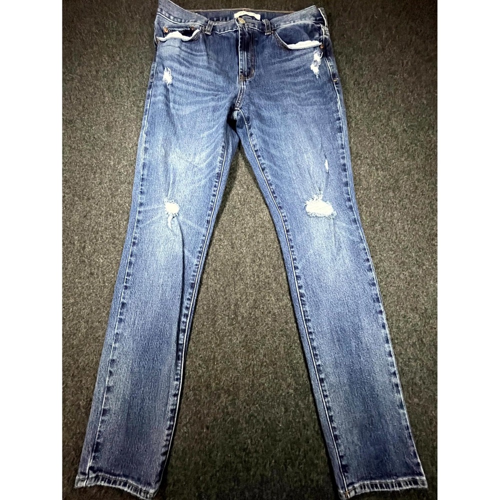 PacSun Stacked Skinny Jeans Men 32x30 Blue Denim Distressed Single Stitch Preppy